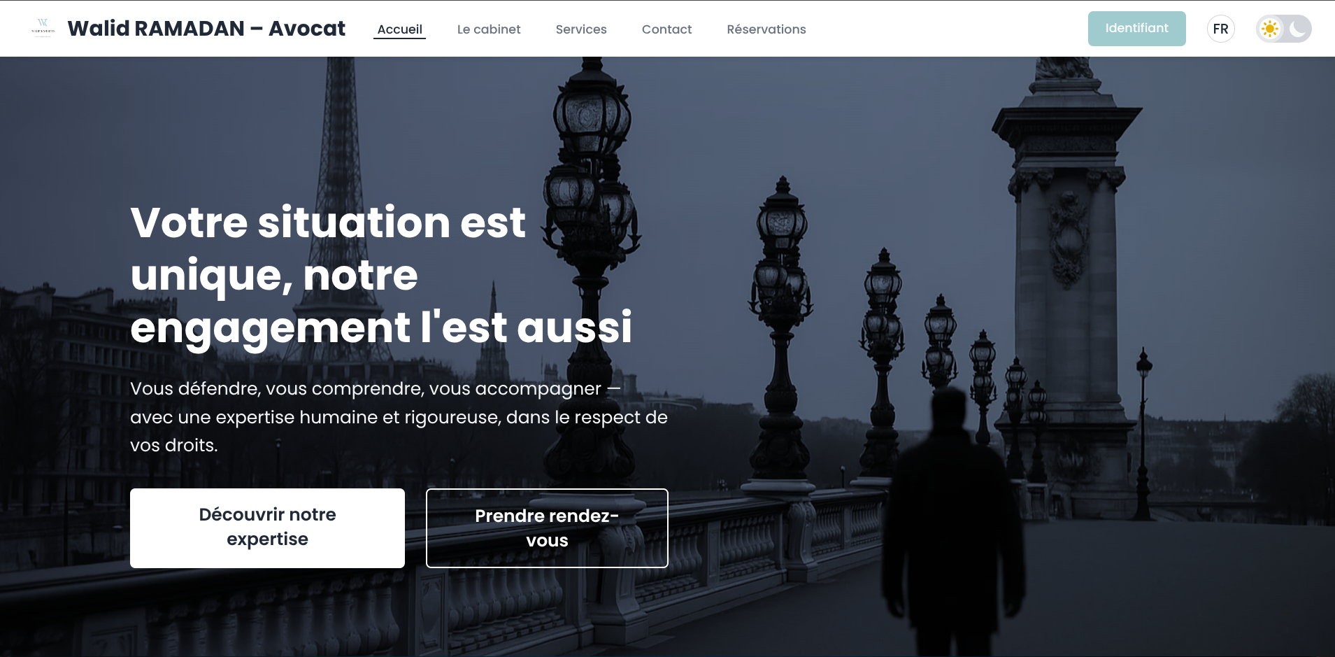 Ramadan Avocat booking system interface